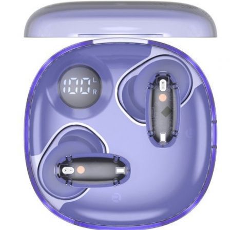 Mars gaming Auricular gaming inalámbrico Bluetooth 5.4 semi-transparente semi-transparente con indicador LED morado mhib2